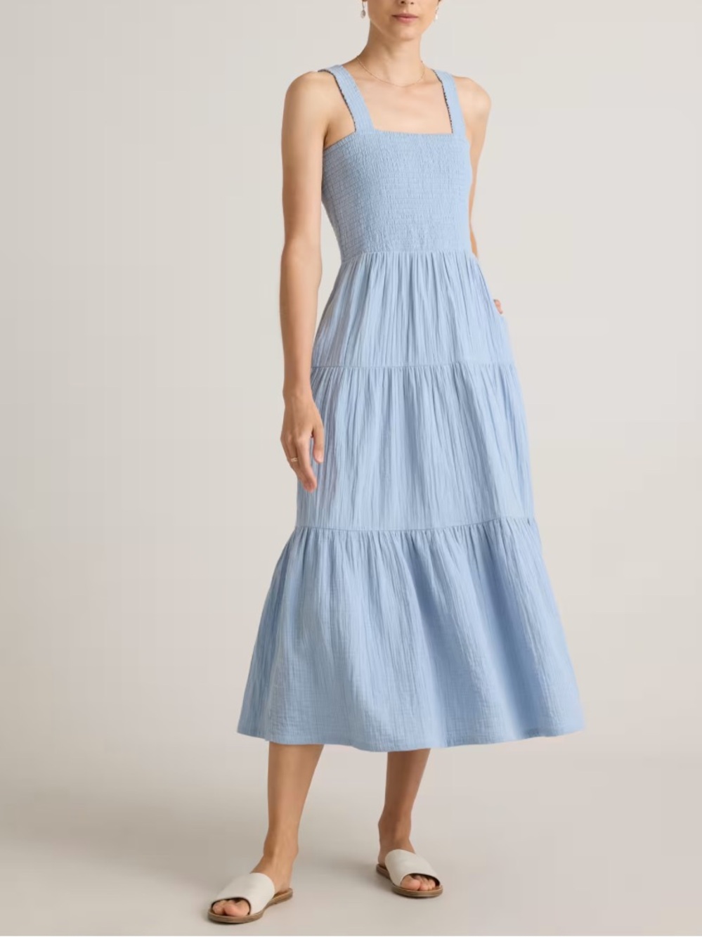 Quince Organic Cotton Gauze Smocked Sleeveless Maxi Dress